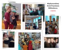 kolaż zdjęć bibliotekarek i czytelników