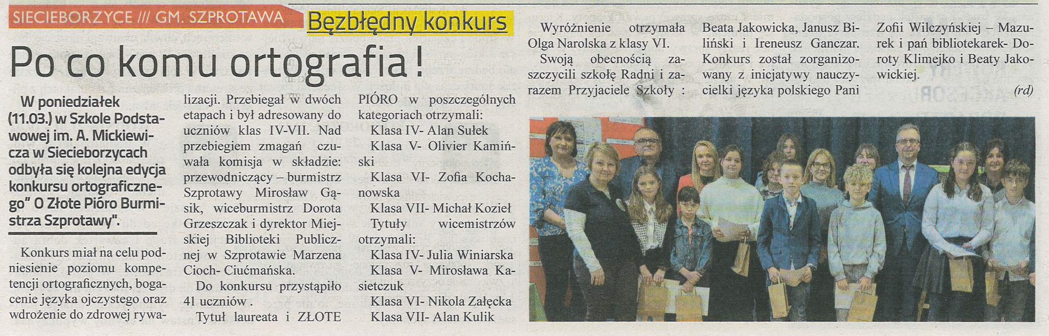 skan gaz. lok. 11 2024 z 15.03.2024 str. 15 Po co komu ortografia aut. rd
