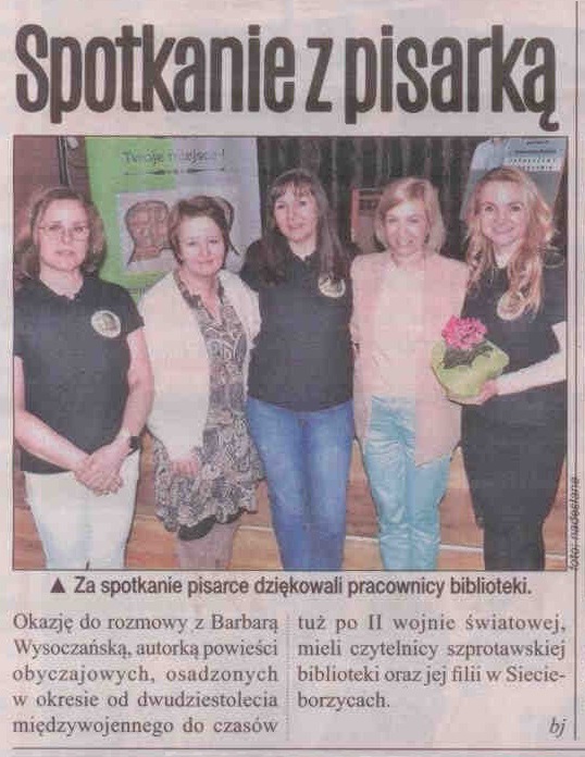 gaz. reg. 13 2023 z 31.03.2023 str. 36 Spotkanie z pisarką aut. bj