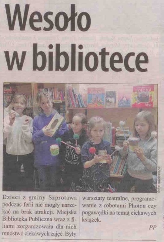 gaz. reg. 7 2023 z 17.02.2023 str. 40 Wesoło w bibliotece aut. PP