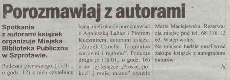 skan gaz. reg. 2 2024 z 12.01.2024 str. 40 Porozmawiaj z autorami aut. bj