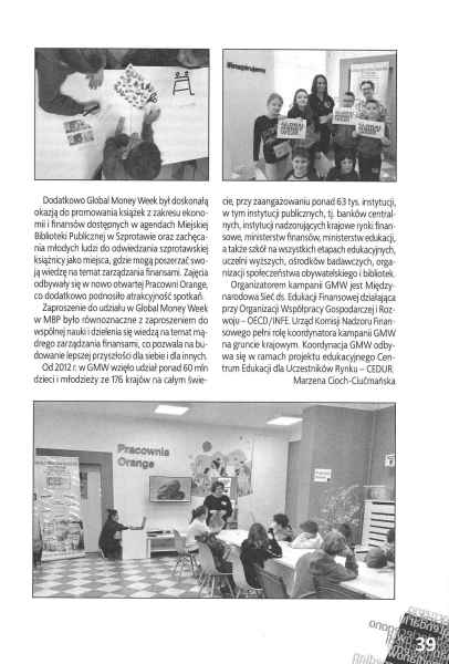 skan bibliotekarz lubuski nr 1 (57) 2024 str. 39 Razem dla lepszej przyszłości - Global Money Week 2024 w Szprotawie aut. M. Cioch-Ciućmańska